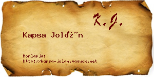 Kapsa Jolán névjegykártya