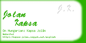 jolan kapsa business card